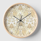 ヴィンテージエレガントベージュクリームホワイトフラワーズ 壁時計 (正面)