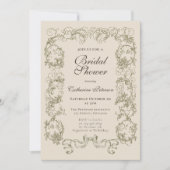 ヴィンテージエレガントベージュクリーム華美ブライダルシャワー 招待状 (正面)