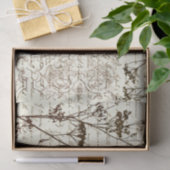 ヴィンテージエレガントベージュセピア鹿フラワースクリプト 薄葉紙 (ギフト)