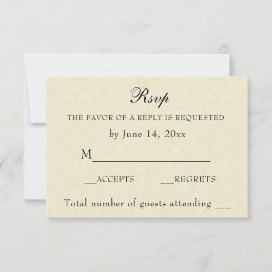 ヴィンテージエレガントベージュ色レシンプルース結婚ズ 出欠カード (正面)