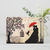 ヴィンテージエレガントベージュ&ブラックポエトリーバレンタイン カード (スタンド正面)