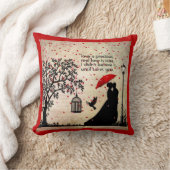 ヴィンテージエレガントベージュ&ブラックポエトリーバレンタイン クッション (ブランケット)