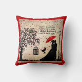 ヴィンテージエレガントベージュ&ブラックポエトリーバレンタイン クッション (裏面)