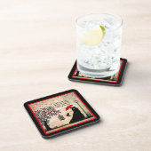 ヴィンテージエレガントベージュ&ブラックポエトリーバレンタイン コースター (右側)