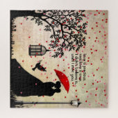 ヴィンテージエレガントベージュ&ブラックポエトリーバレンタイン ジグソーパズル (横)