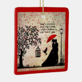 ヴィンテージエレガントベージュ&ブラックポエトリーバレンタイン セラミックオーナメント (右)