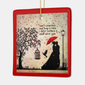 ヴィンテージエレガントベージュ&ブラックポエトリーバレンタイン セラミックオーナメント (左)