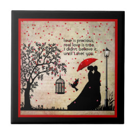 ヴィンテージエレガントベージュ&ブラックポエトリーバレンタイン タイル