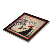 ヴィンテージエレガントベージュ&ブラックポエトリーバレンタイン タイル (側面)