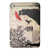 ヴィンテージエレガントベージュ&ブラックポエトリーバレンタイン バスマット (正面縦)