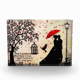 ヴィンテージエレガントベージュ&ブラックポエトリーバレンタイン フォトブロック