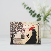 ヴィンテージエレガントベージュ&ブラックポエトリーバレンタイン ポストカード (スタンド正面)