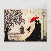 ヴィンテージエレガントベージュ&ブラックポエトリーバレンタイン ポストカード (正面)