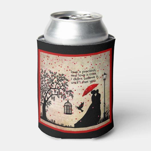 ヴィンテージエレガントベージュ&ブラックポエトリーバレンタイン 缶クーラー (缶正面)