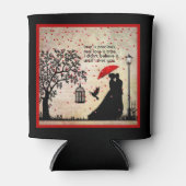 ヴィンテージエレガントベージュ&ブラックポエトリーバレンタイン 缶クーラー (正面)