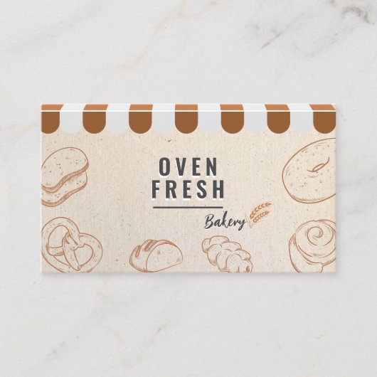 ヴィンテージエレガントベージュQRコードベーカリー名刺 名刺 (正面)