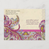 ヴィンテージエレガントペイズリー結婚式の日付の保存 案内ポストカード (裏面)