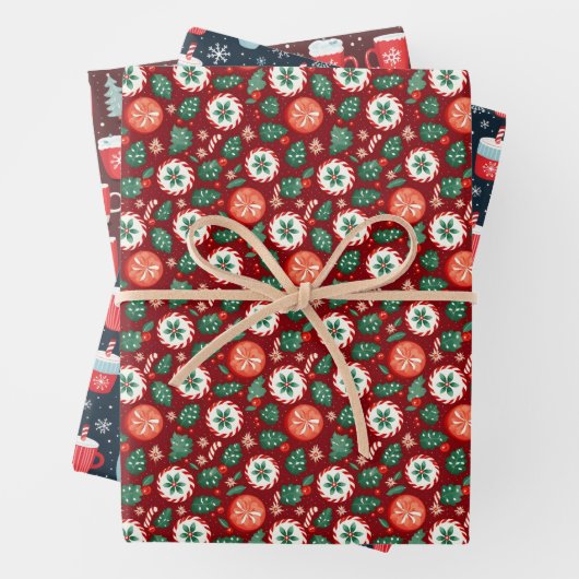 ヴィンテージエレガントホットココア&キャンディースイーツパターン ラッピングペーパーシート (インサイチュ)