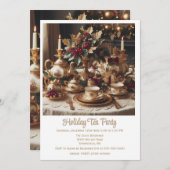 ヴィンテージエレガントホリデーティーパーティの招待状 招待状 (正面/裏面)