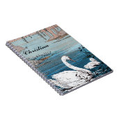 ヴィンテージエレガントホワイトマザースワンベビーインレイク ノートブック (右側)