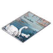 ヴィンテージエレガントホワイトマザースワンベビーインレイク ノートブック (左側)