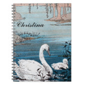 ヴィンテージエレガントホワイトマザースワンベビーインレイク ノートブック (正面)