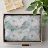 ヴィンテージエレガントホワイトローズフローラ植物繰り返し 薄葉紙 (ギフト)