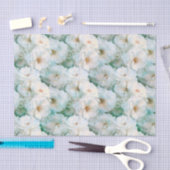 ヴィンテージエレガントホワイトローズフローラ植物繰り返し 薄葉紙 (クラフト)