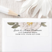 ヴィンテージエレガントホワイトローズ結婚差出人住所 ラベル (インサイチュ)