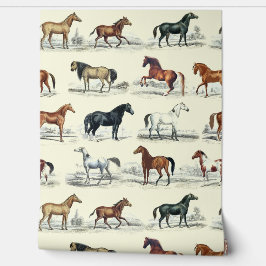 ヴィンテージエレガントホースバイズオンベージュ 壁紙