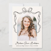 ヴィンテージエレガントボウクリーム写真卒業 案内状 (正面)