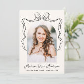 ヴィンテージエレガントボウクリーム写真卒業 案内状 (スタンド正面)