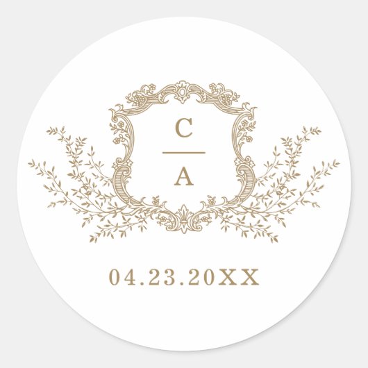 ヴィンテージエレガントボタニカルクレスト封クラシック筒R ラウンドシール (正面)