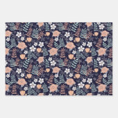 ヴィンテージエレガントボタニカルフローラルパターンホリデー ラッピングペーパーシート (正面)
