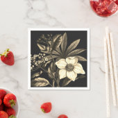 ヴィンテージエレガントボタニカルベージュクリスマスバラ スタンダードカクテルナプキン (インサイチュ)