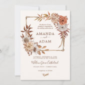 ヴィンテージエレガントボヘミアン秋の水の色結婚の 招待状 (正面)