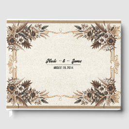 ヴィンテージエレガントボヘミフローラ結婚の歓迎 ゲストブック