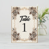 ヴィンテージエレガントボヘミフローラ結婚テーブル 招待状 (スタンド正面)