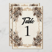 ヴィンテージエレガントボヘミフローラ結婚テーブル 招待状 (正面/裏面)