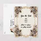 ヴィンテージエレガントボヘミ結婚アフローラ救の日付 案内ポストカード (正面/裏面)