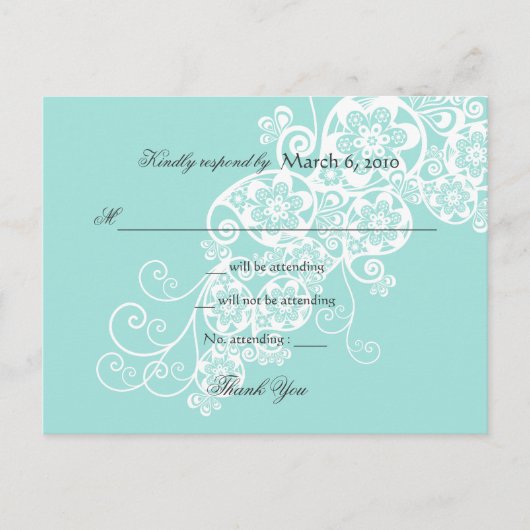 ヴィンテージエレガントボホフローラペイズリーウェディングRSVP インビテーションポストカード (正面)