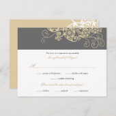 ヴィンテージエレガントボホフローラペイズリーウェディングRSVP 出欠カード (正面/裏面)