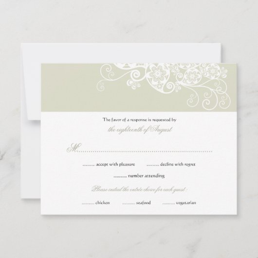 ヴィンテージエレガントボホフローラペイズリーウェディングRSVP 出欠カード (正面)