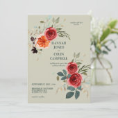 ヴィンテージエレガントボホレッドオレンジグレイ結婚ズ 招待状 (スタンド正面)