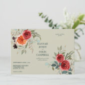 ヴィンテージエレガントボホレッドオレンジグレ結婚イの招待 招待状 (スタンド正面)