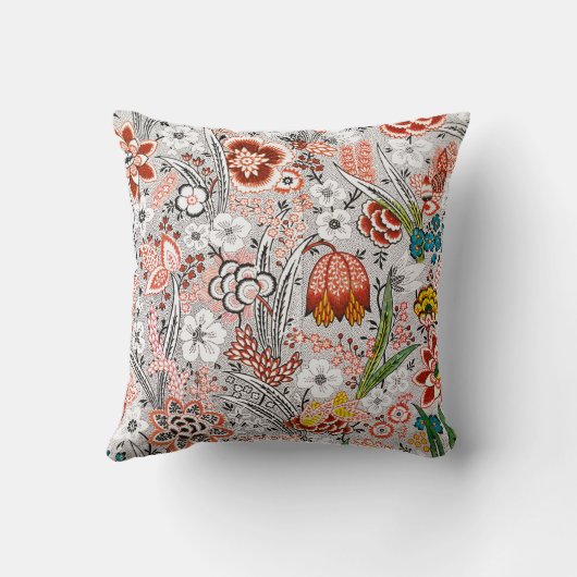 ヴィンテージエレガントボホ抽象芸術フローラアートワーク | クッション (裏面)