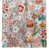 ヴィンテージエレガントボホ抽象芸術フローラアートワーク | シャワーカーテン (正面)