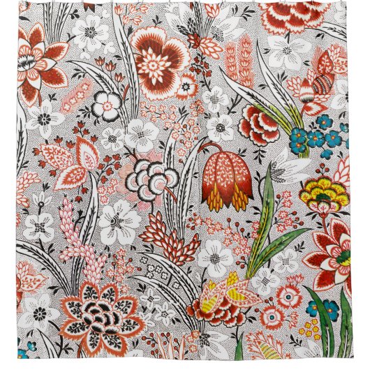 ヴィンテージエレガントボホ抽象芸術フローラアートワーク | シャワーカーテン (正面)