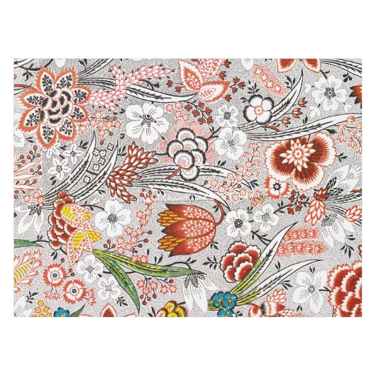 ヴィンテージエレガントボホ抽象芸術フローラアートワーク | テーブルクロス (正面(横))