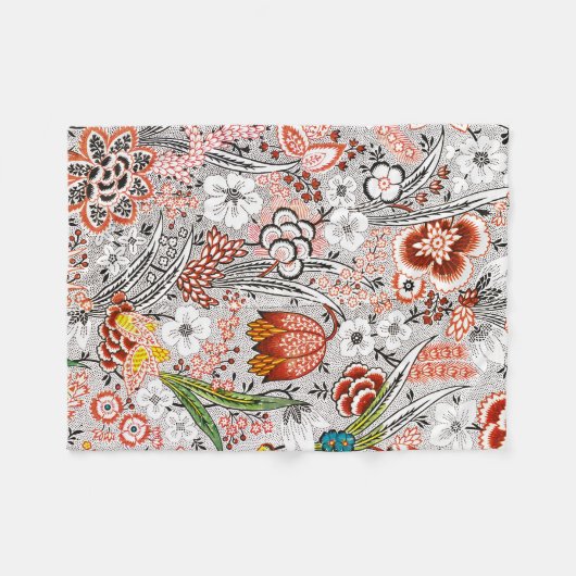 ヴィンテージエレガントボホ抽象芸術フローラアートワーク | フリースブランケット (正面(横))